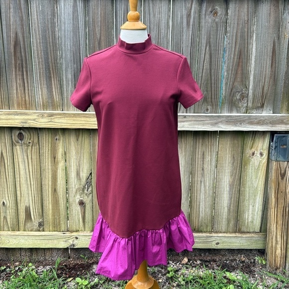 STAUD ‘Diam’ mock neck dress with ruffle hem, size Large - Picture 3 of 9